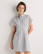 Stretch Twill Pleated Mini Shirt Dress - US 1865