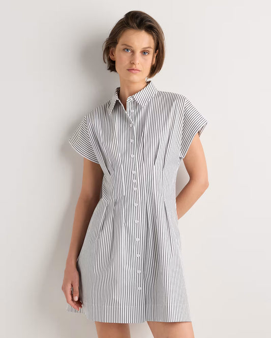 Stretch Twill Pleated Mini Shirt Dress - US 1865