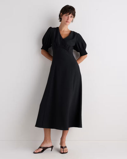 Matte Crepe Puff Sleeve Midi Dress - US 7680