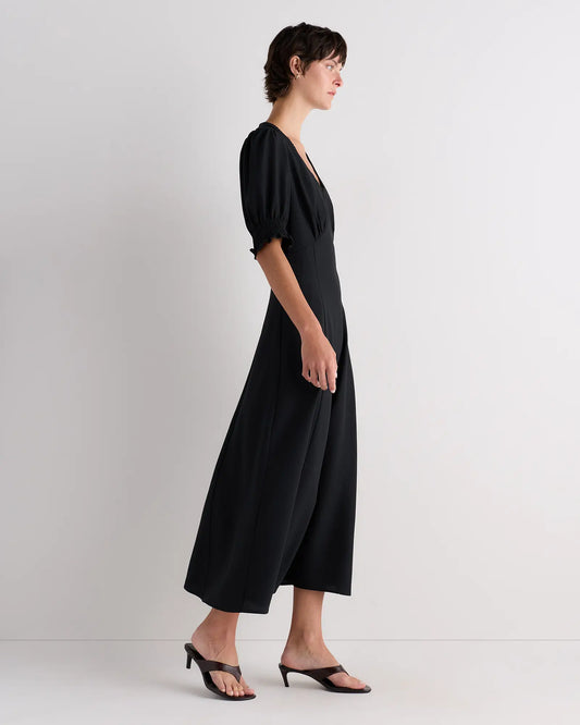 Matte Crepe Puff Sleeve Midi Dress - US 7680