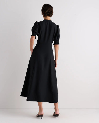 Matte Crepe Puff Sleeve Midi Dress - US 7680