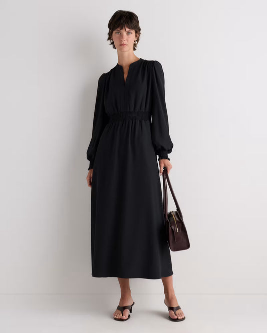 Matte Crepe Long Sleeve Midi Dress - US 0842