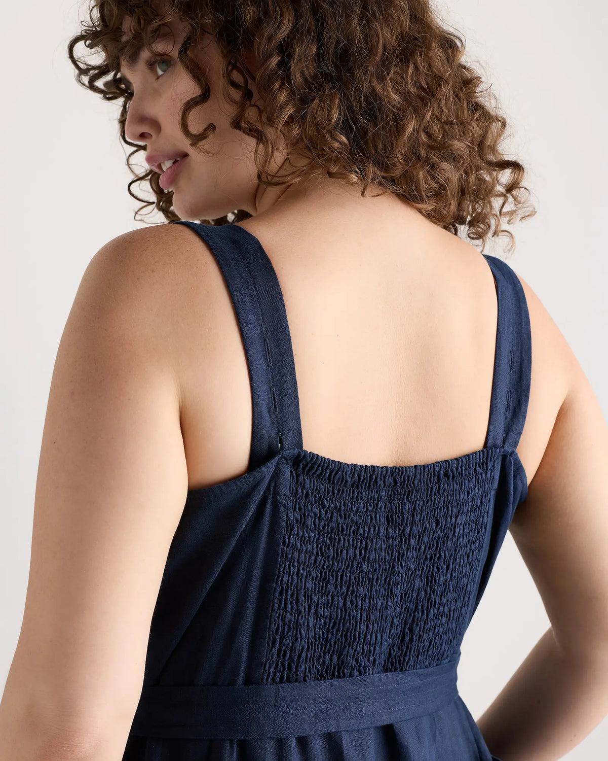 100% European Linen Square Neck Jumpsuit - US 9481