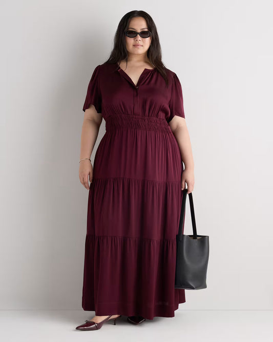 Washable Stretch Silk Tiered Maxi Dress - US 4252