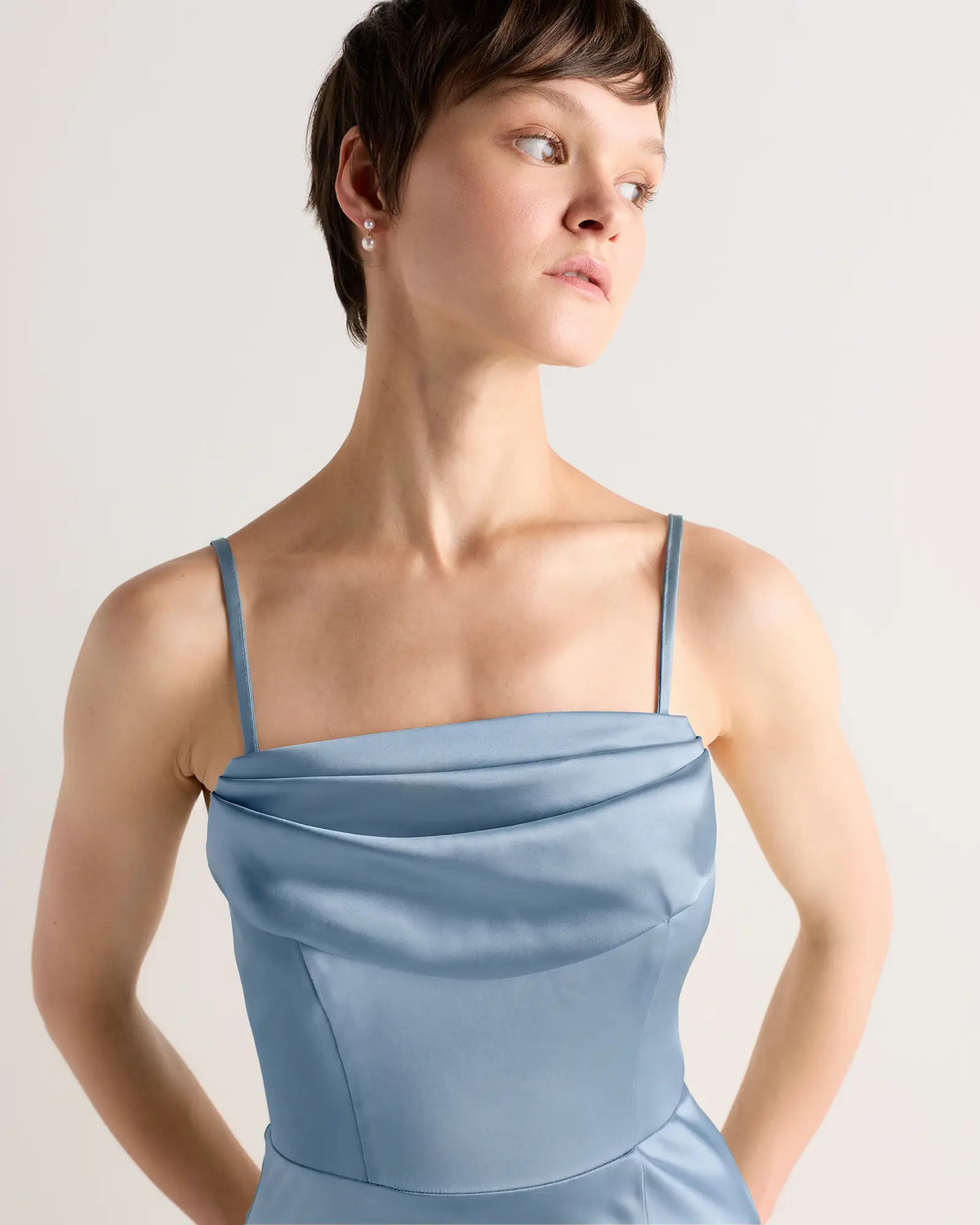 Aurora Stretch Satin Convertible Dress - US 4508