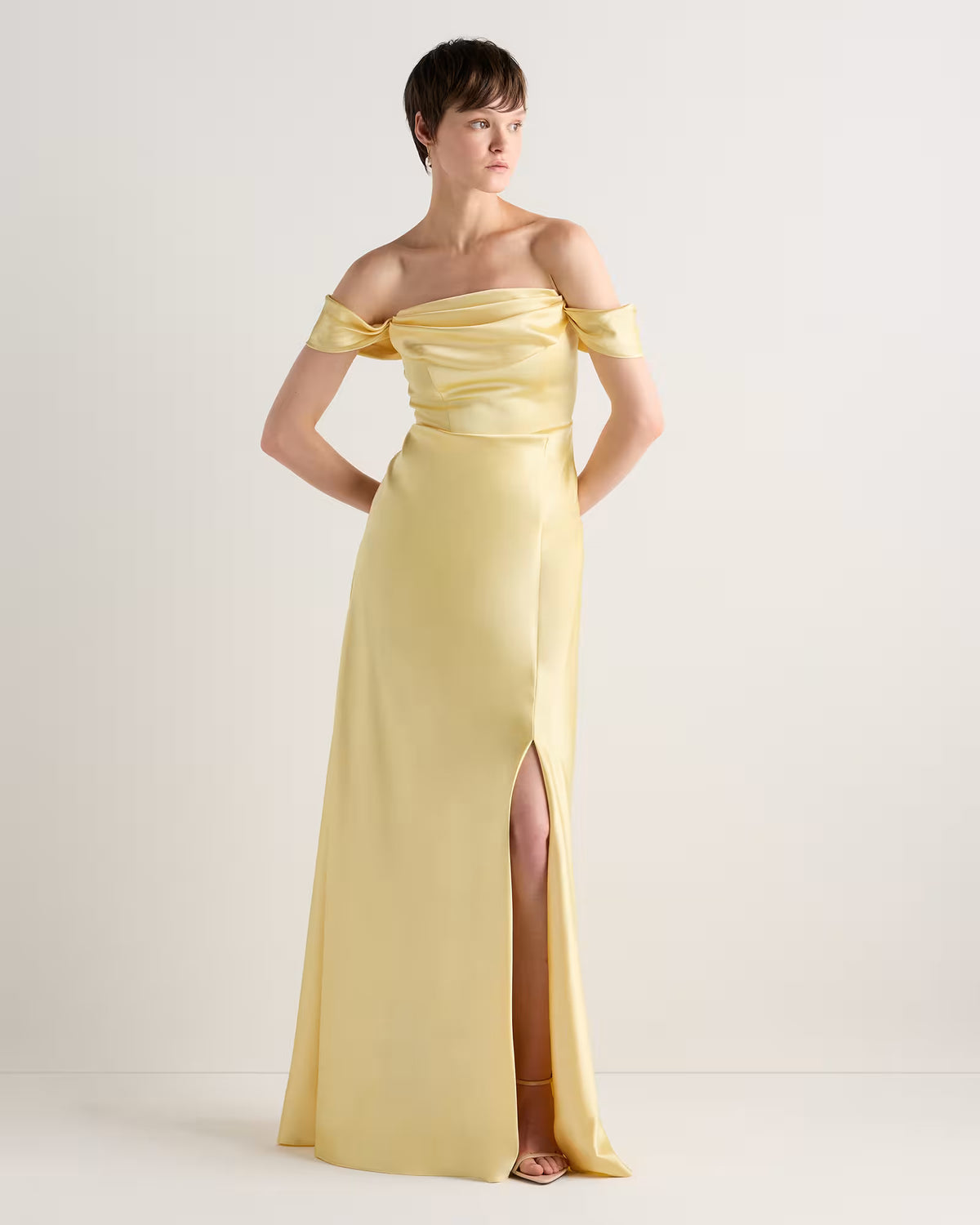 Aurora Stretch Satin Convertible Dress - US 1344