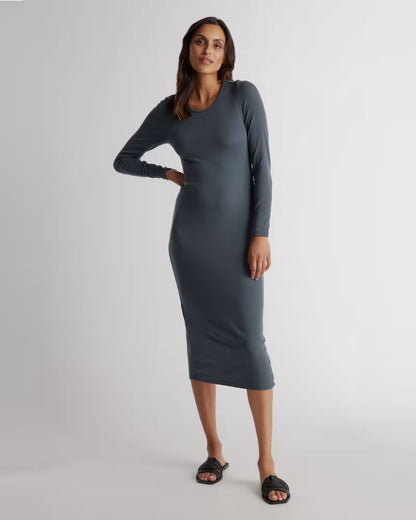 Tencel Rib Knit Long Sleeve Dress - US 1157