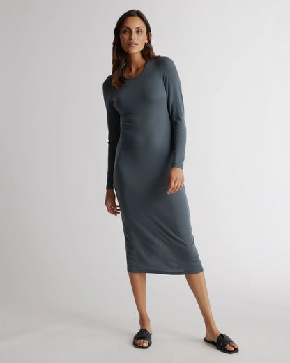 Tencel Rib Knit Long Sleeve Dress - US 1157