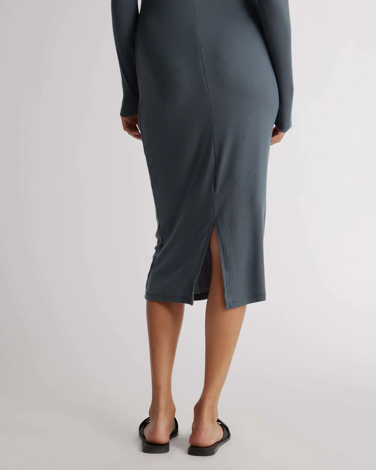 Tencel Rib Knit Long Sleeve Dress - US 1157