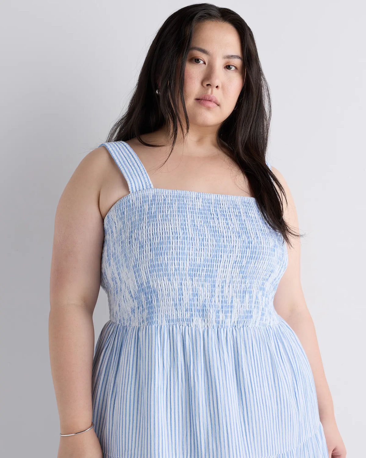 100% Organic Cotton Gauze Smocked Sleeveless Maxi Dress - US 6199