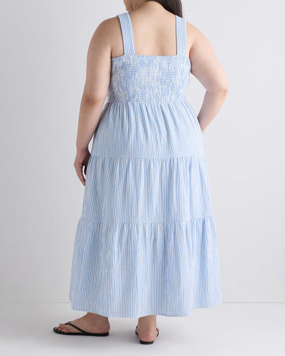 100% Organic Cotton Gauze Smocked Sleeveless Maxi Dress - US 6199