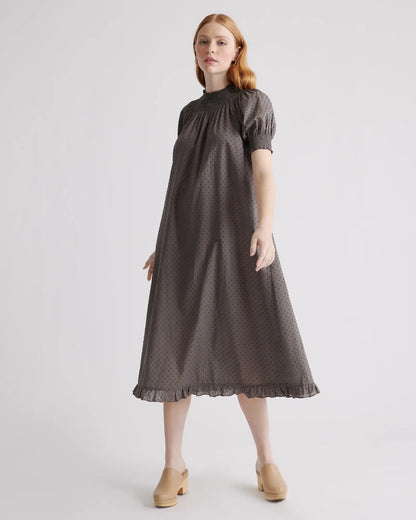 100% Cotton Swiss Dot Midi Dress - US 9563
