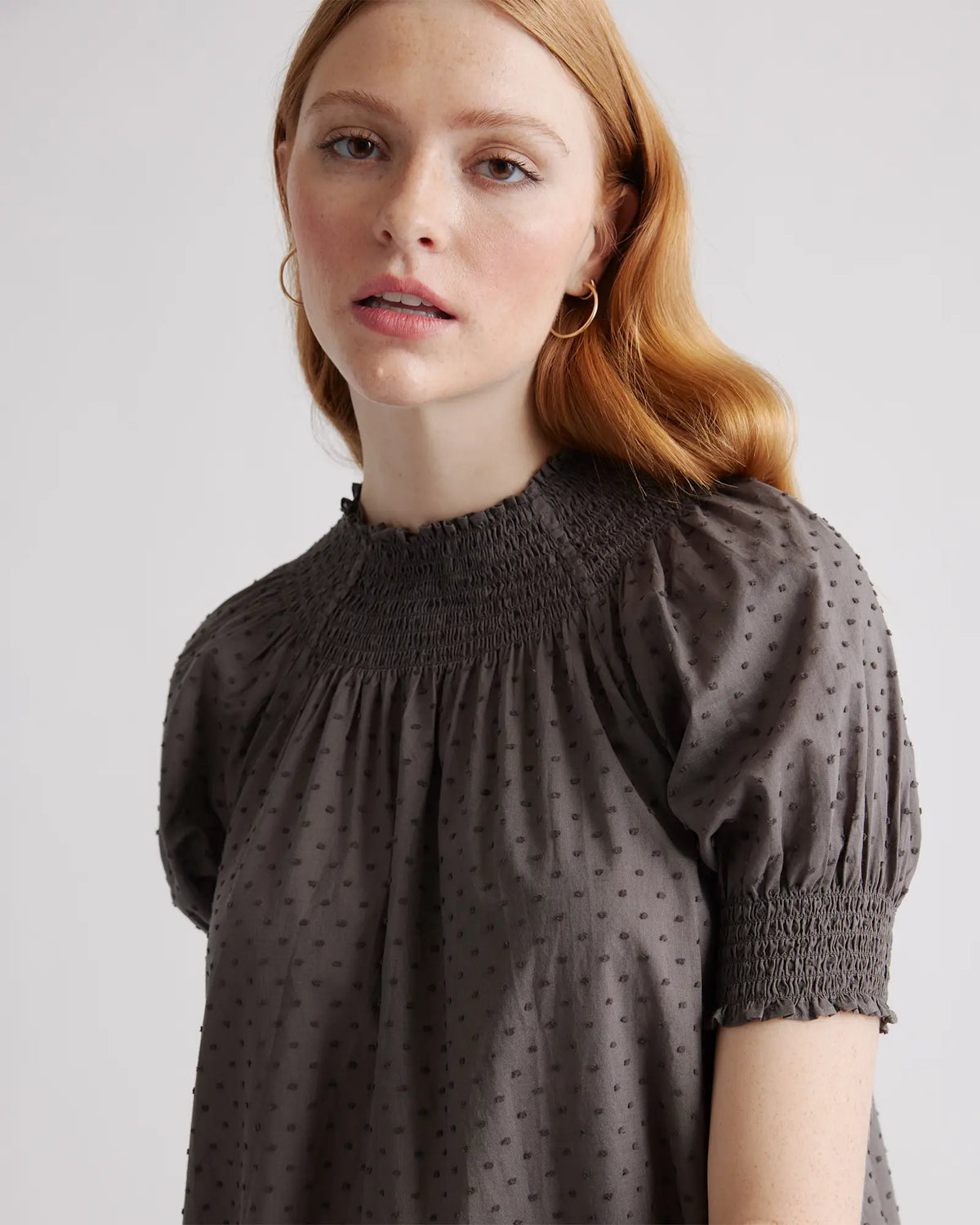 100% Cotton Swiss Dot Midi Dress - US 9563