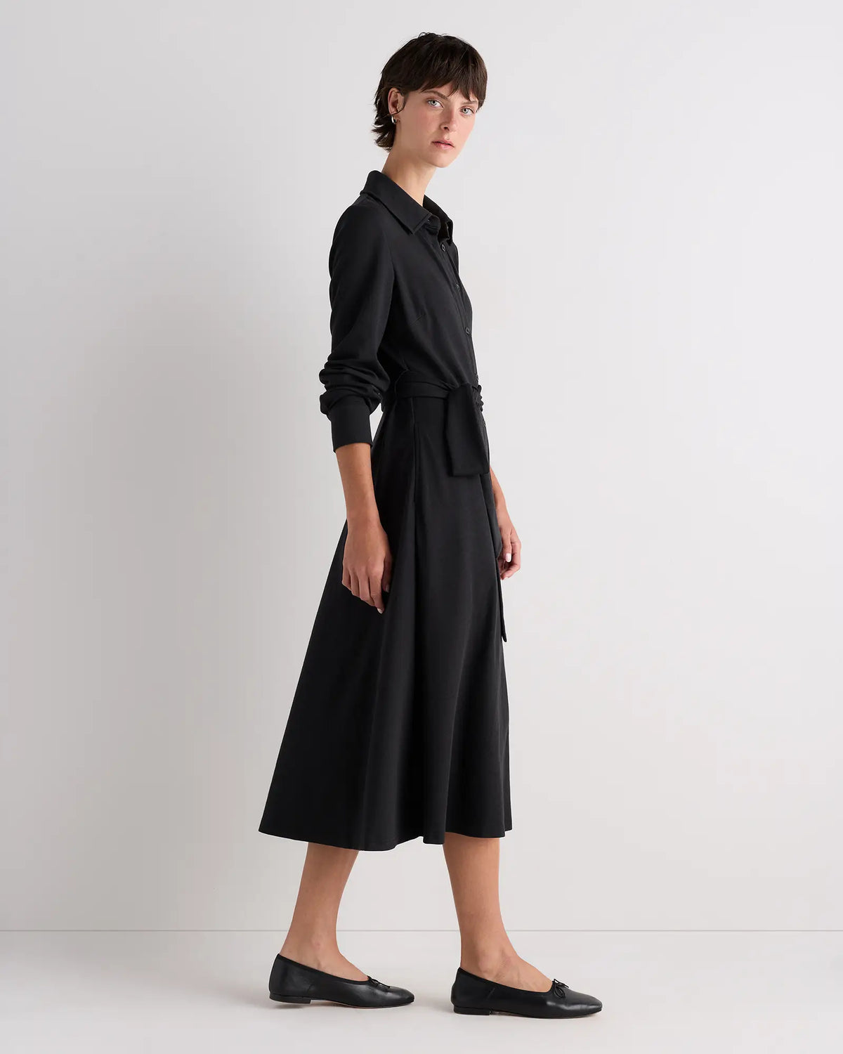 Tencel Modal Knit Midi Shirt Dress - US 1149