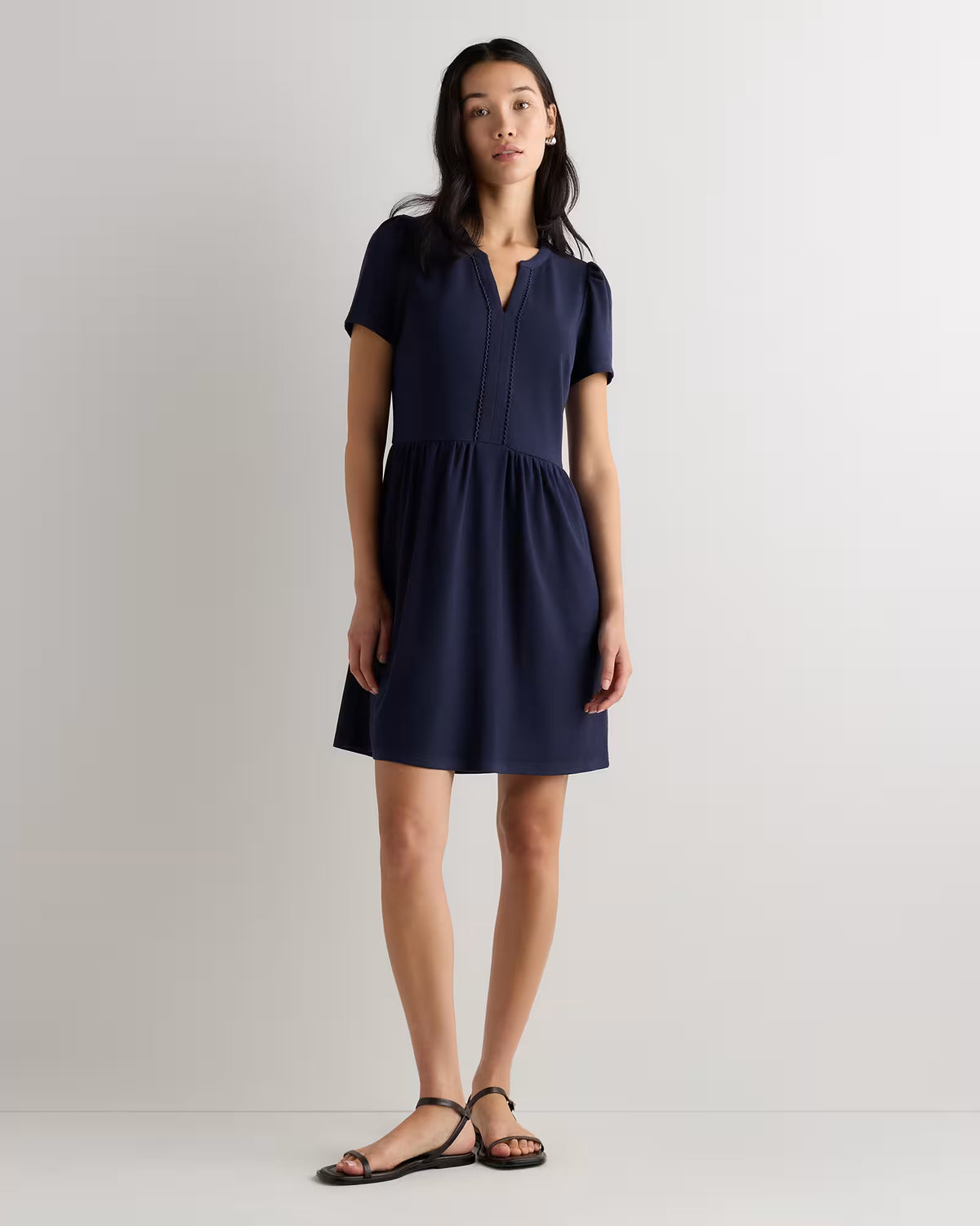Tencel Modal Knit V-Neck Mini Dress - US 3547