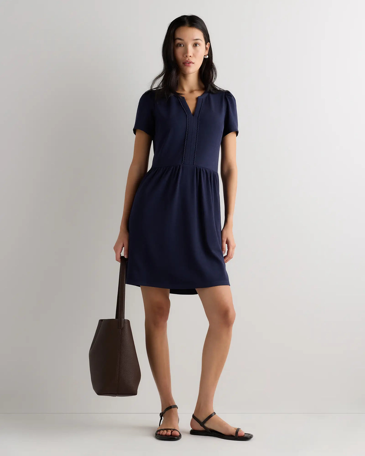 Tencel Modal Knit V-Neck Mini Dress - US 3547