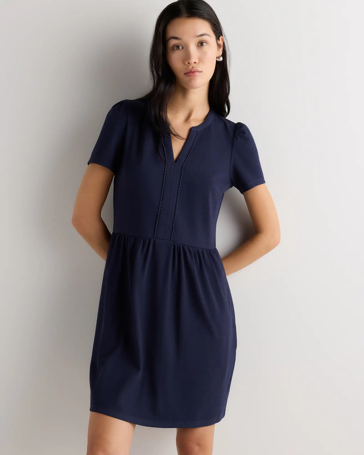 Tencel Modal Knit V-Neck Mini Dress - US 3547