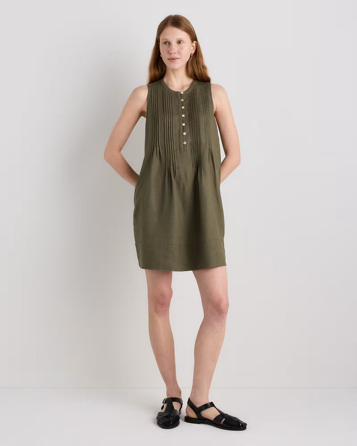 100% European Linen Sleeveless Swing Dress - US 2776
