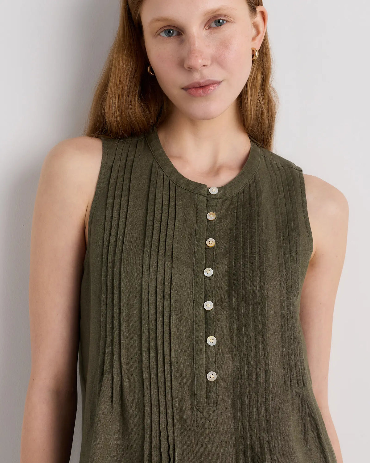 100% European Linen Sleeveless Swing Dress - US 2776