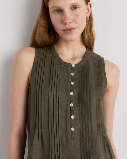 100% European Linen Sleeveless Swing Dress - US 2776