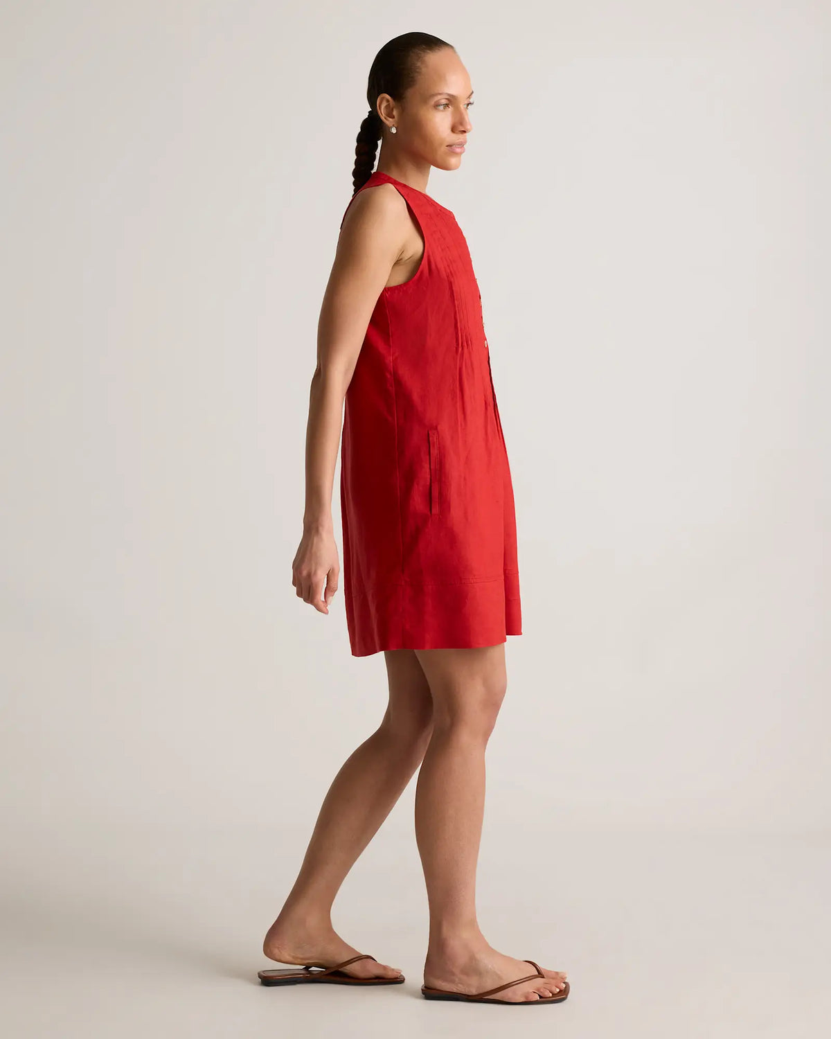 100% European Linen Sleeveless Swing Dress - US 5613