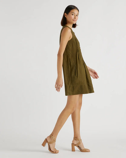 100% European Linen Sleeveless Swing Dress - US 2461