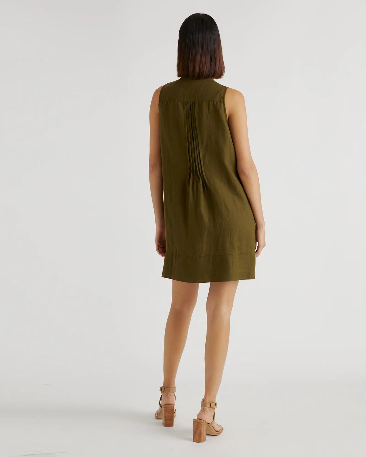 100% European Linen Sleeveless Swing Dress - US 2461