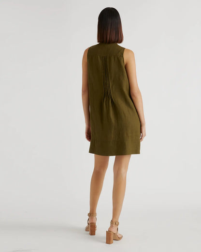 100% European Linen Sleeveless Swing Dress - US 2461
