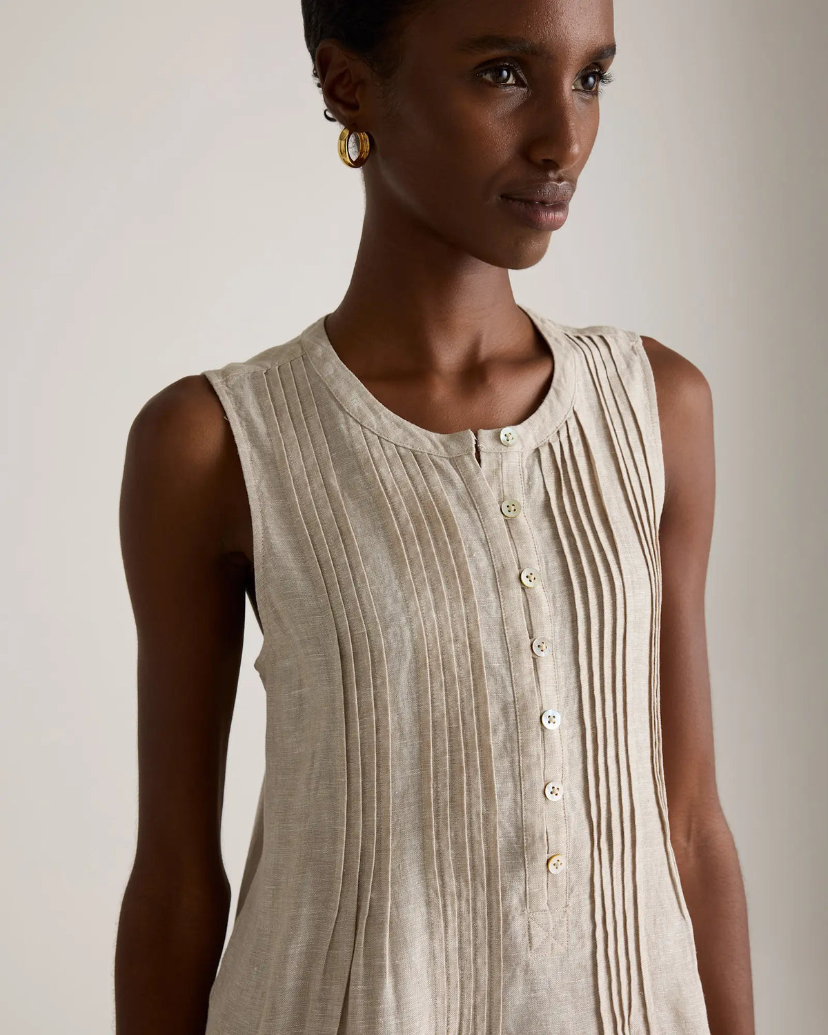 100% European Linen Sleeveless Swing Dress - US 5316