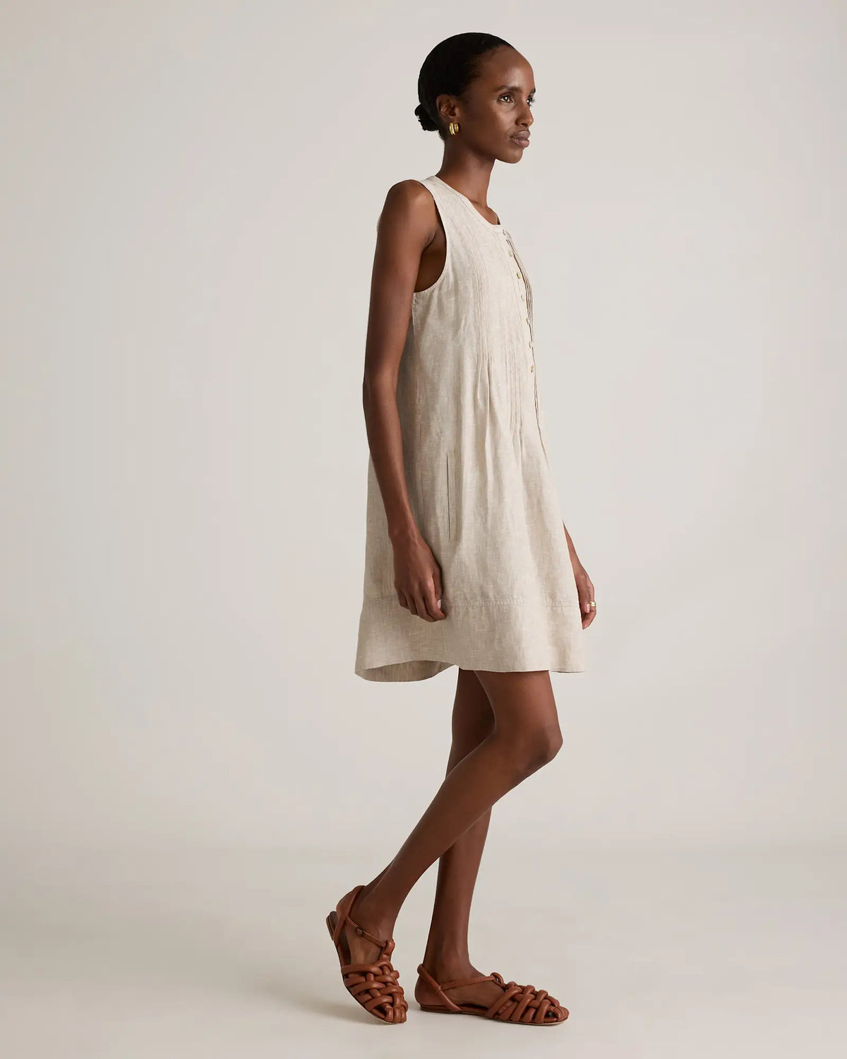 100% European Linen Sleeveless Swing Dress - US 5316