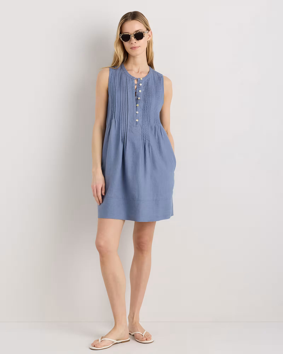 100% European Linen Sleeveless Swing Dress - US 8972