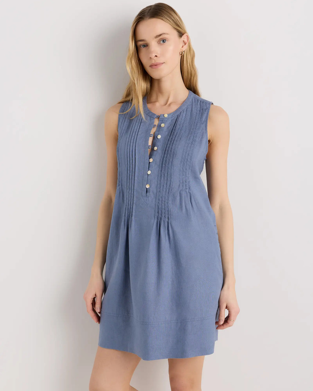 100% European Linen Sleeveless Swing Dress - US 8972