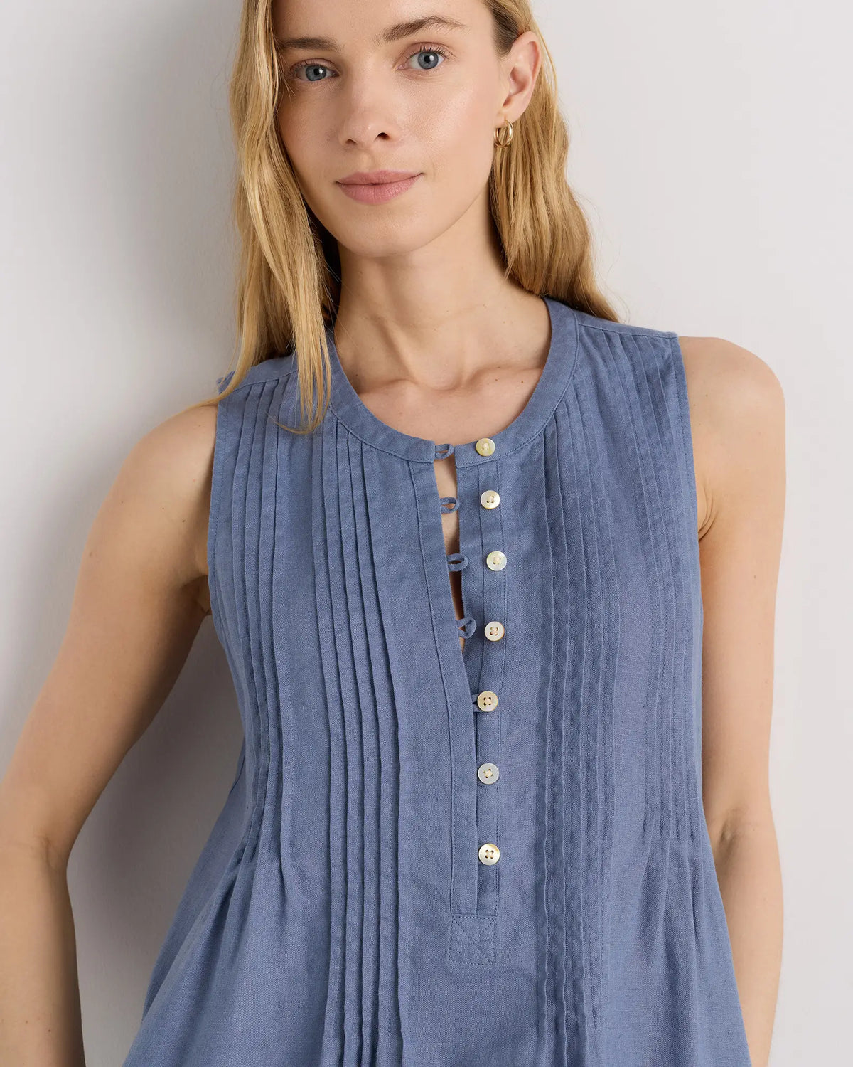 100% European Linen Sleeveless Swing Dress - US 8972