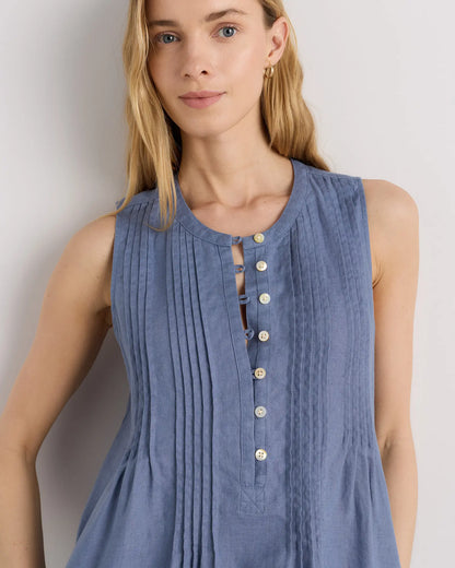 100% European Linen Sleeveless Swing Dress - US 8972