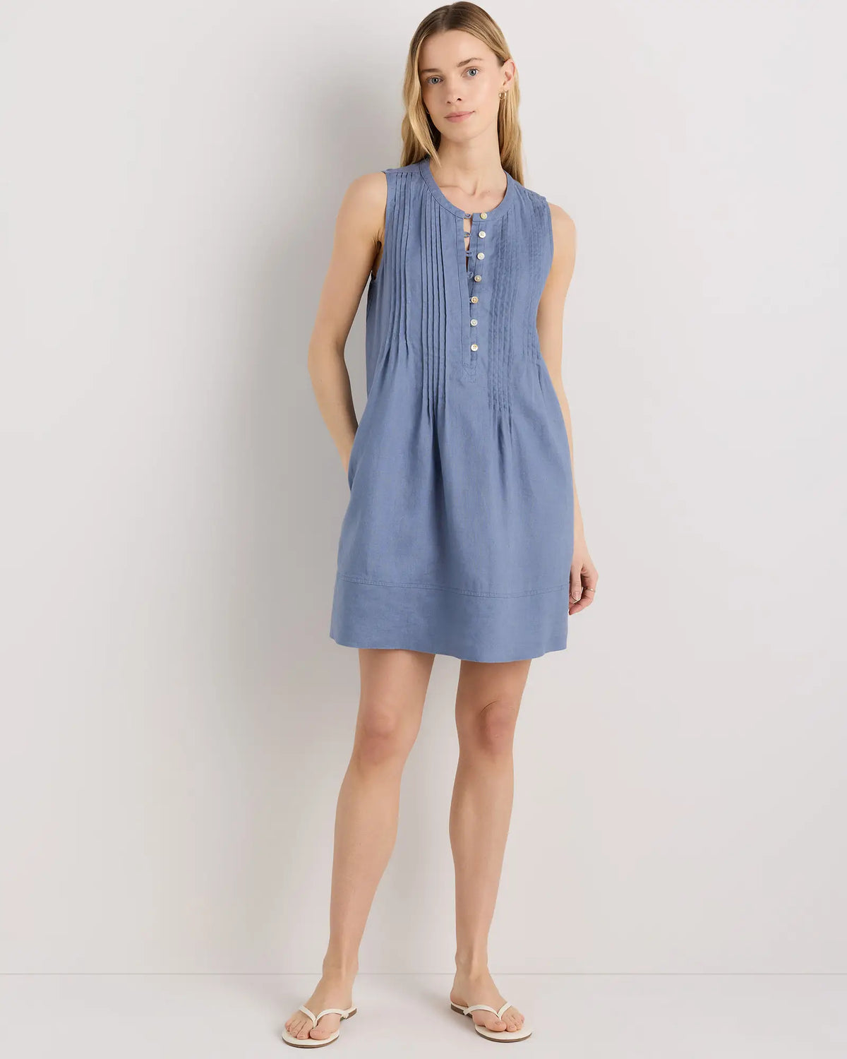 100% European Linen Sleeveless Swing Dress - US 8972
