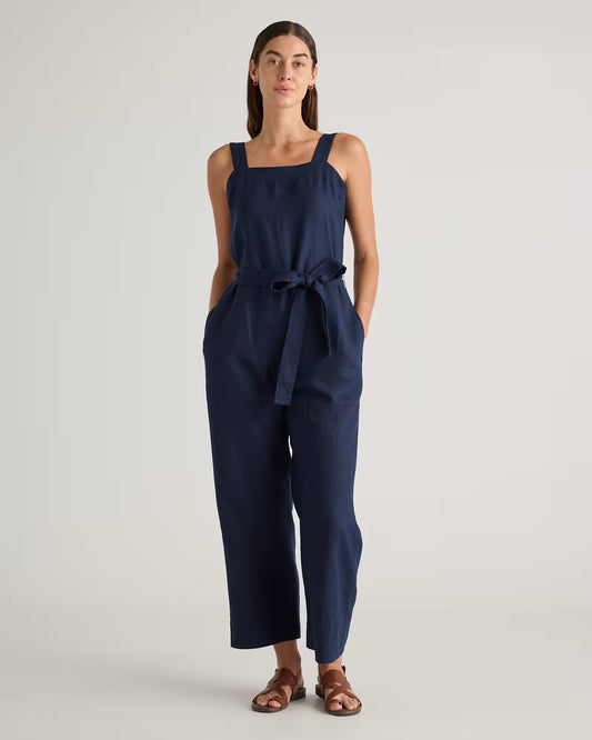 100% European Linen Square Neck Jumpsuit - US 8250