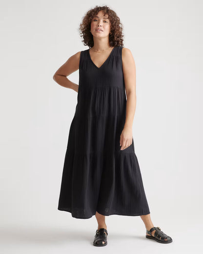 100% Organic Cotton Gauze Tiered Maxi Dress - US 9576