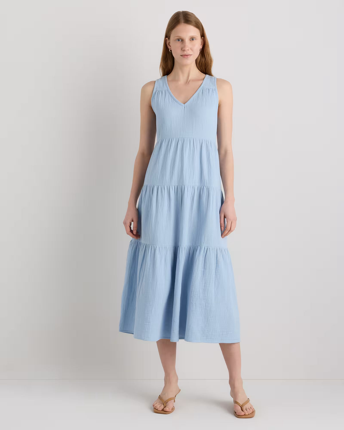 100% Organic Cotton Gauze Tiered Maxi Dress - US 6665