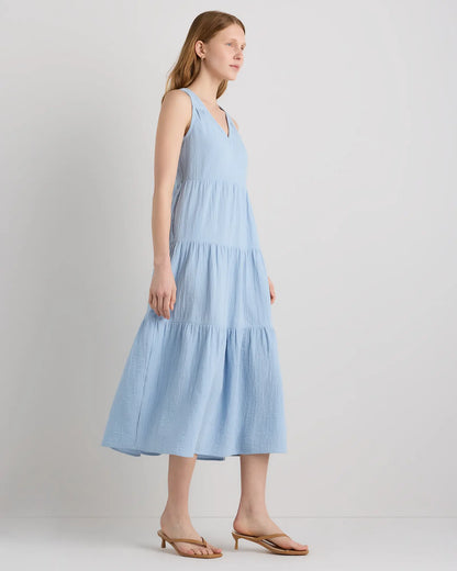 100% Organic Cotton Gauze Tiered Maxi Dress - US 6665
