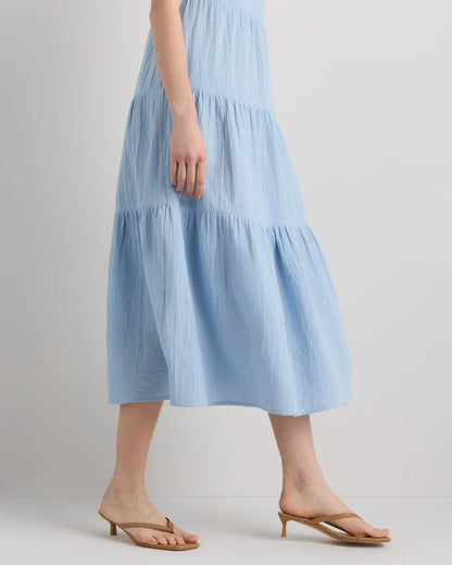 100% Organic Cotton Gauze Tiered Maxi Dress - US 6665