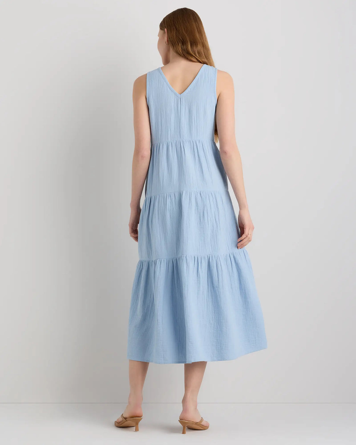 100% Organic Cotton Gauze Tiered Maxi Dress - US 6665