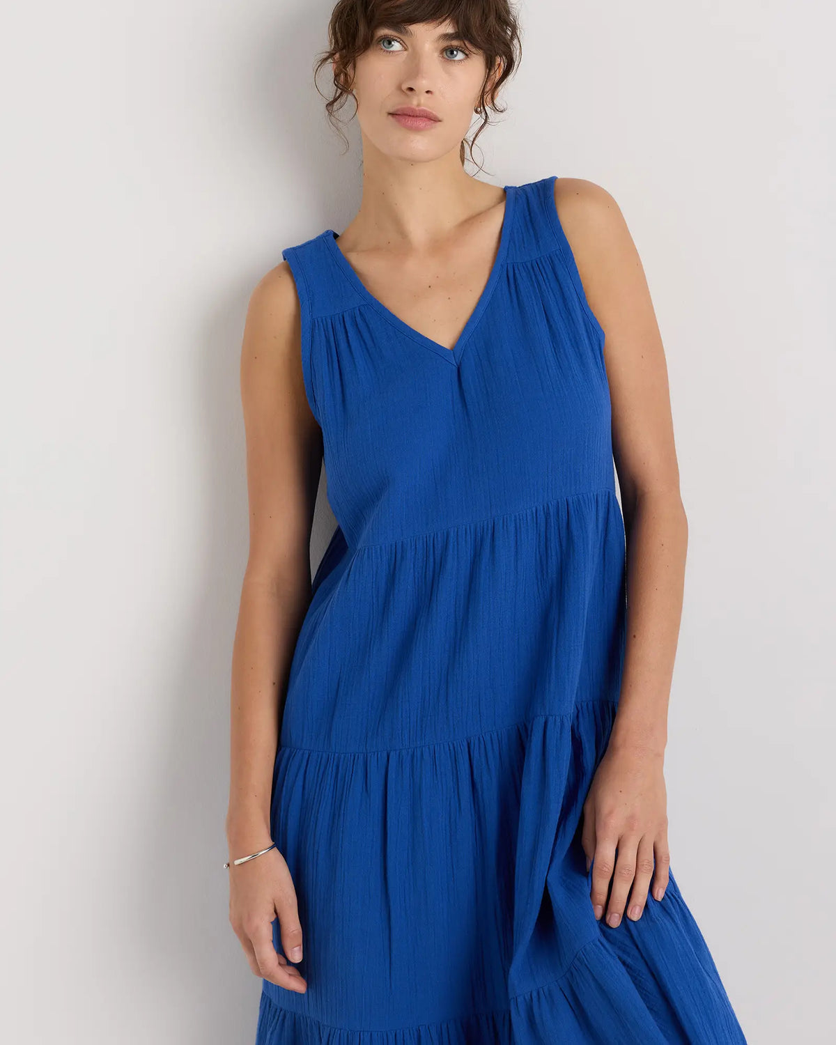 100% Organic Cotton Gauze Tiered Maxi Dress - US 0556