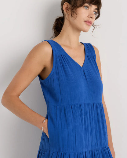 100% Organic Cotton Gauze Tiered Maxi Dress - US 0556
