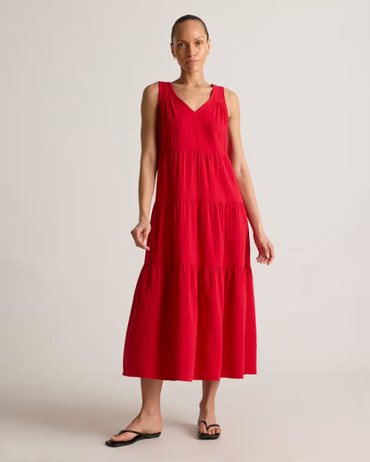 100% Organic Cotton Gauze Tiered Maxi Dress - US 3541