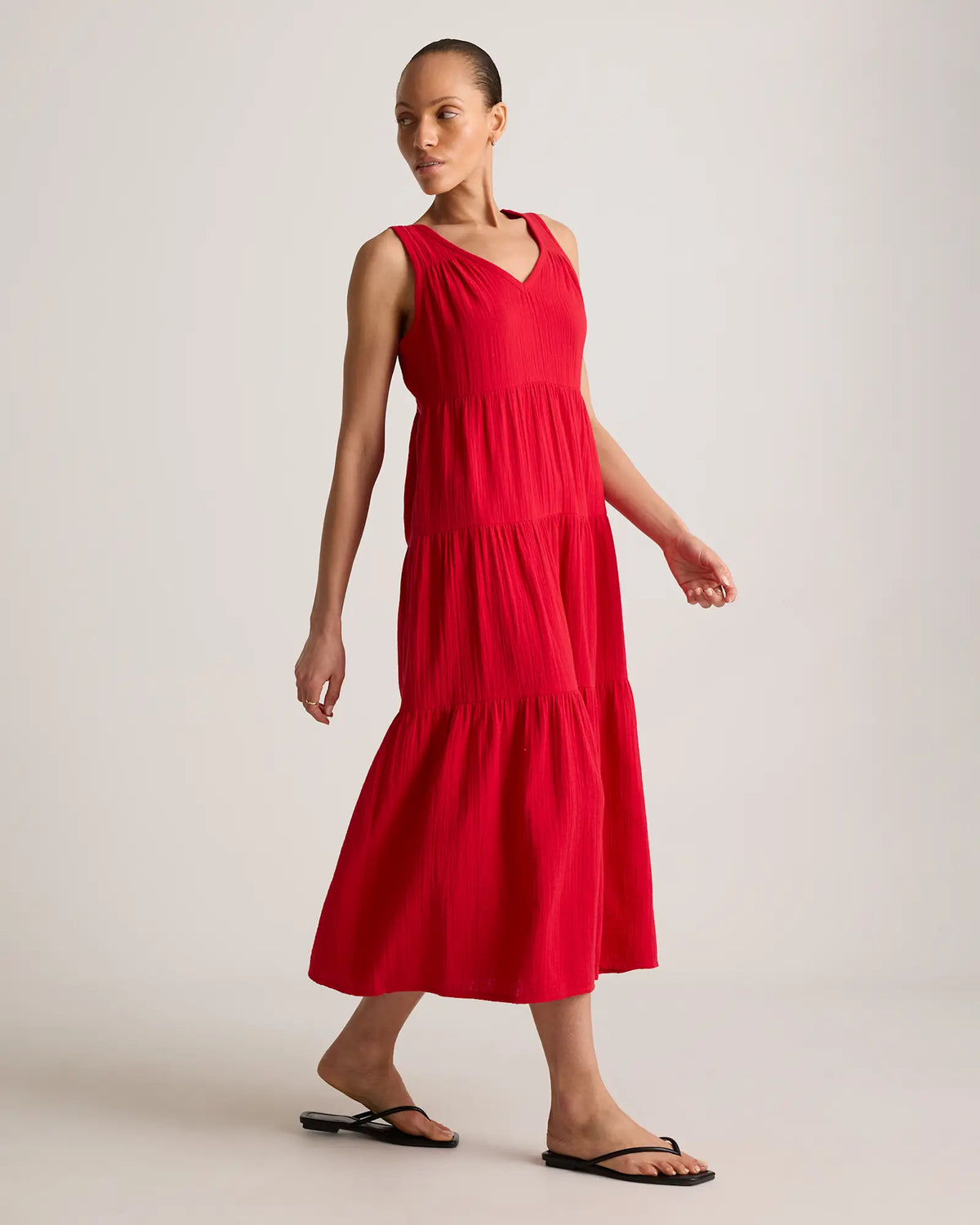 100% Organic Cotton Gauze Tiered Maxi Dress - US 3541