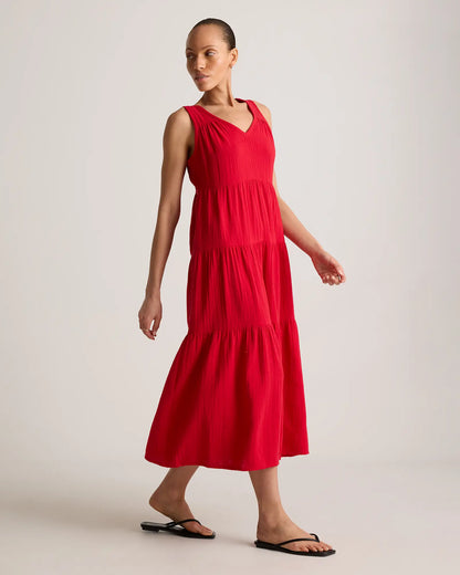 100% Organic Cotton Gauze Tiered Maxi Dress - US 3541