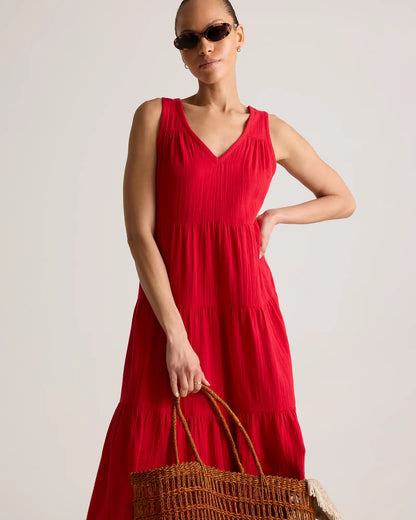 100% Organic Cotton Gauze Tiered Maxi Dress - US 3541