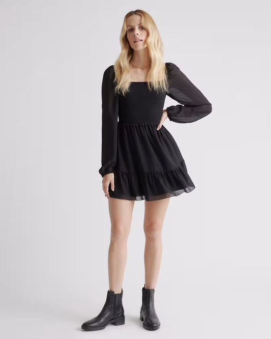 Chiffon Smocked Mini Dress - US 7390