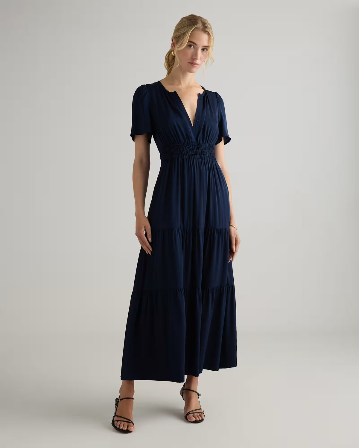 Washable Stretch Silk Tiered Maxi Dress - US 1576