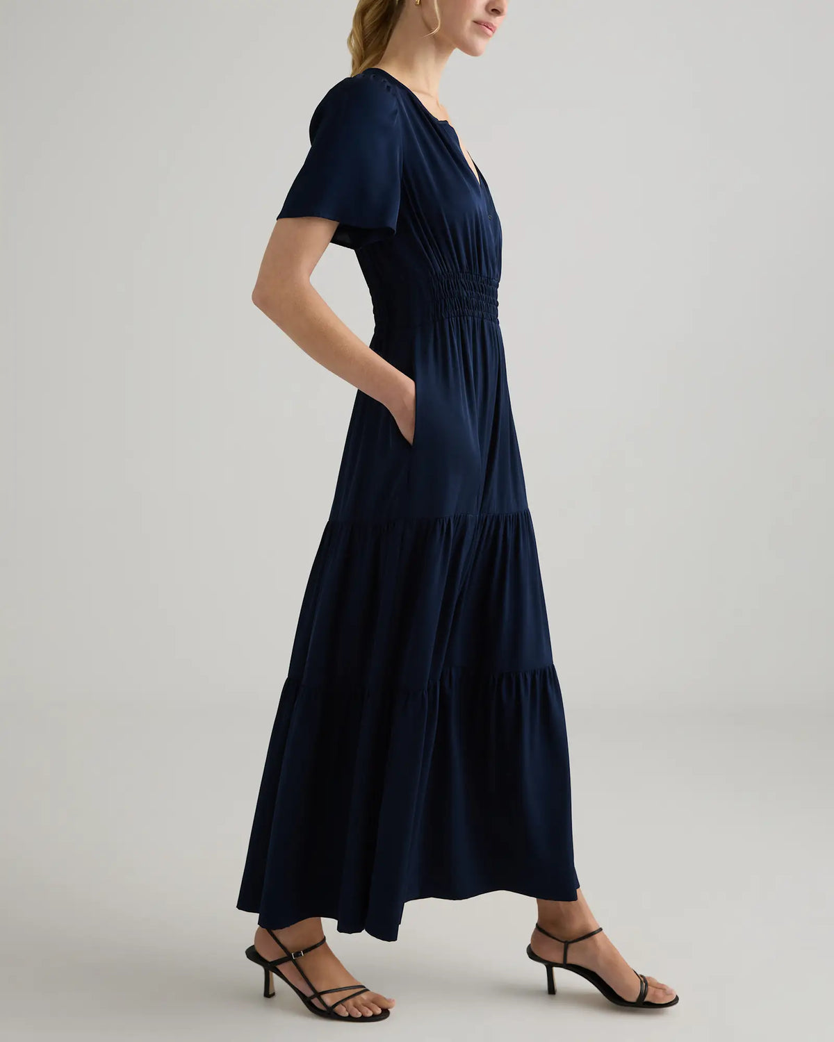 Washable Stretch Silk Tiered Maxi Dress - US 1576
